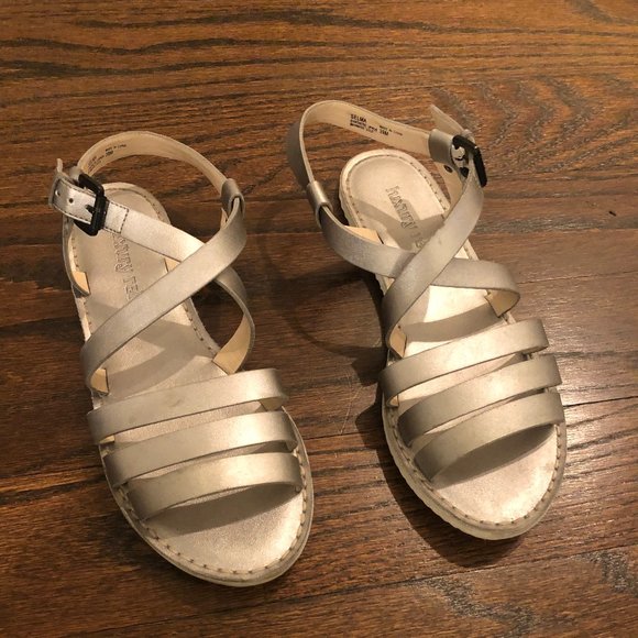 silver flat sandals size 12